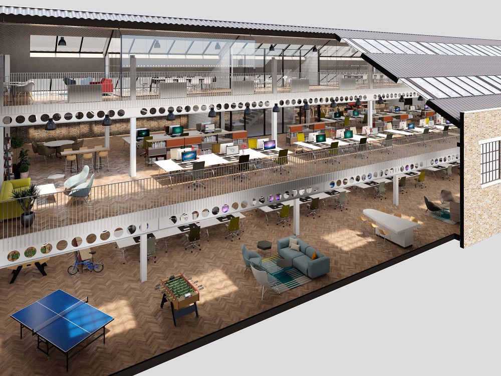 conceptual cross section architectural rendering fortess grove kentish town