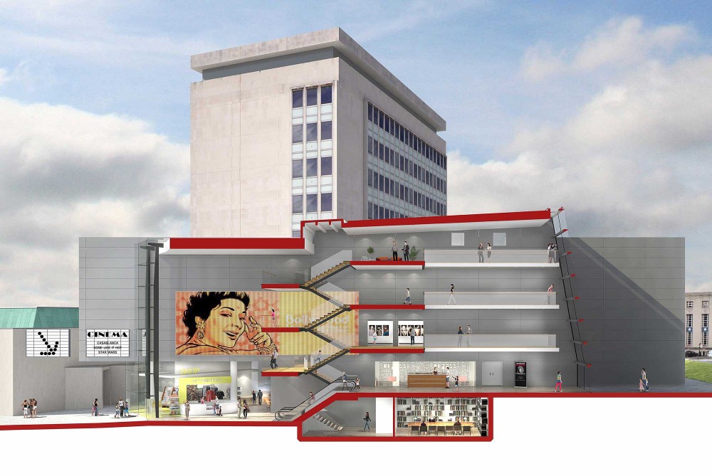 conceptual architectural rendering cross section national media museum bradford
