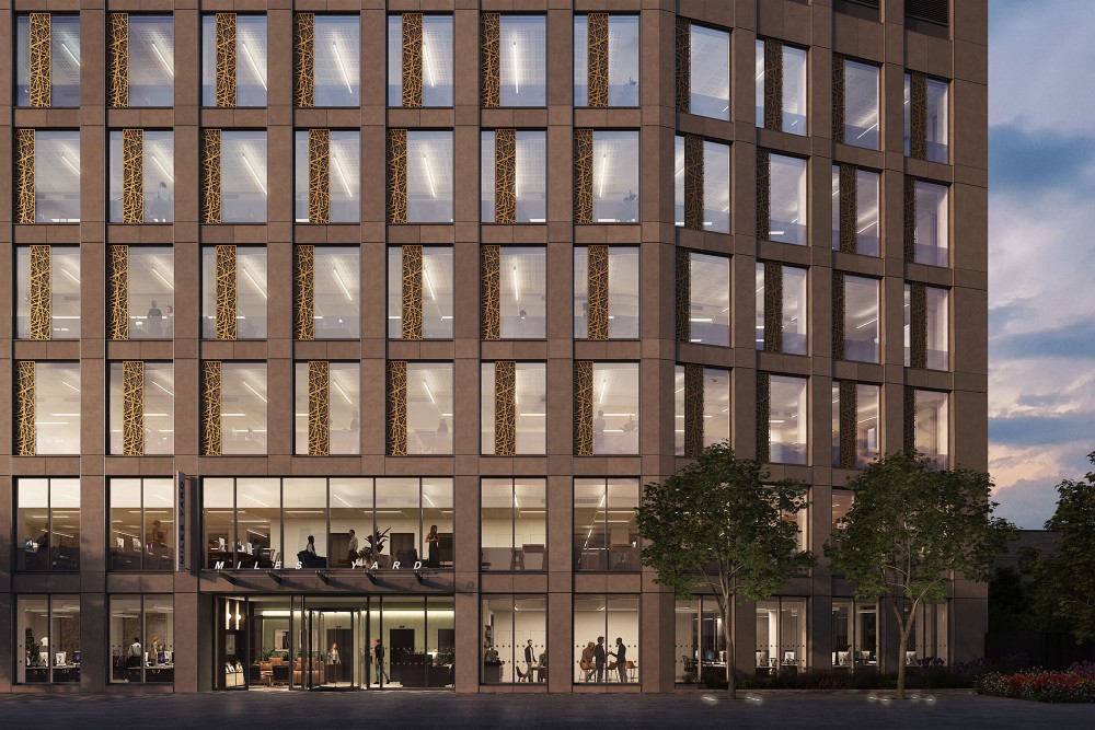 architectural exterior marketing dusk CGI of miles yard in vauxhall