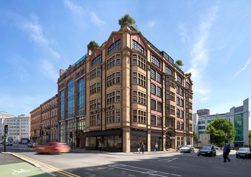 architectural exterior photomontage of tailors corner in leeds