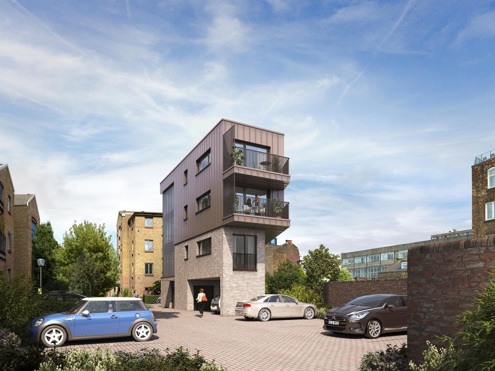 architectural exterior photomontage of kempton court in london